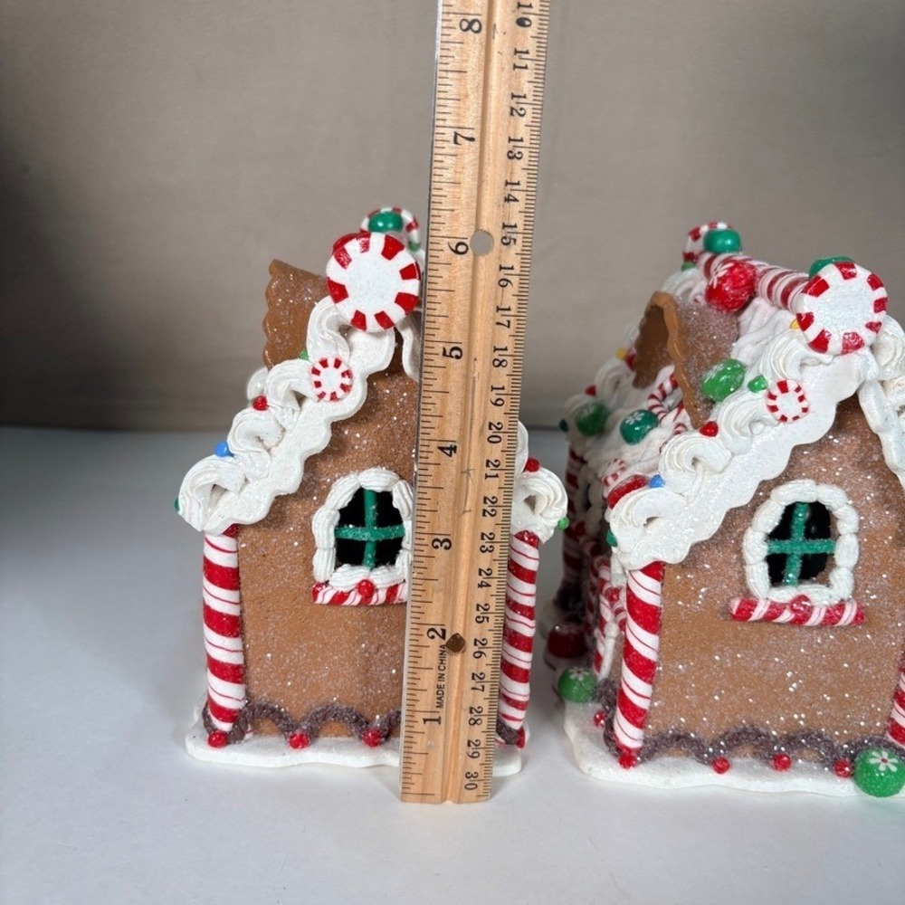 Set of 2 6" Claydough Gingerbread Houses Christmas Village Holiday Decor - Picture 6 of 7